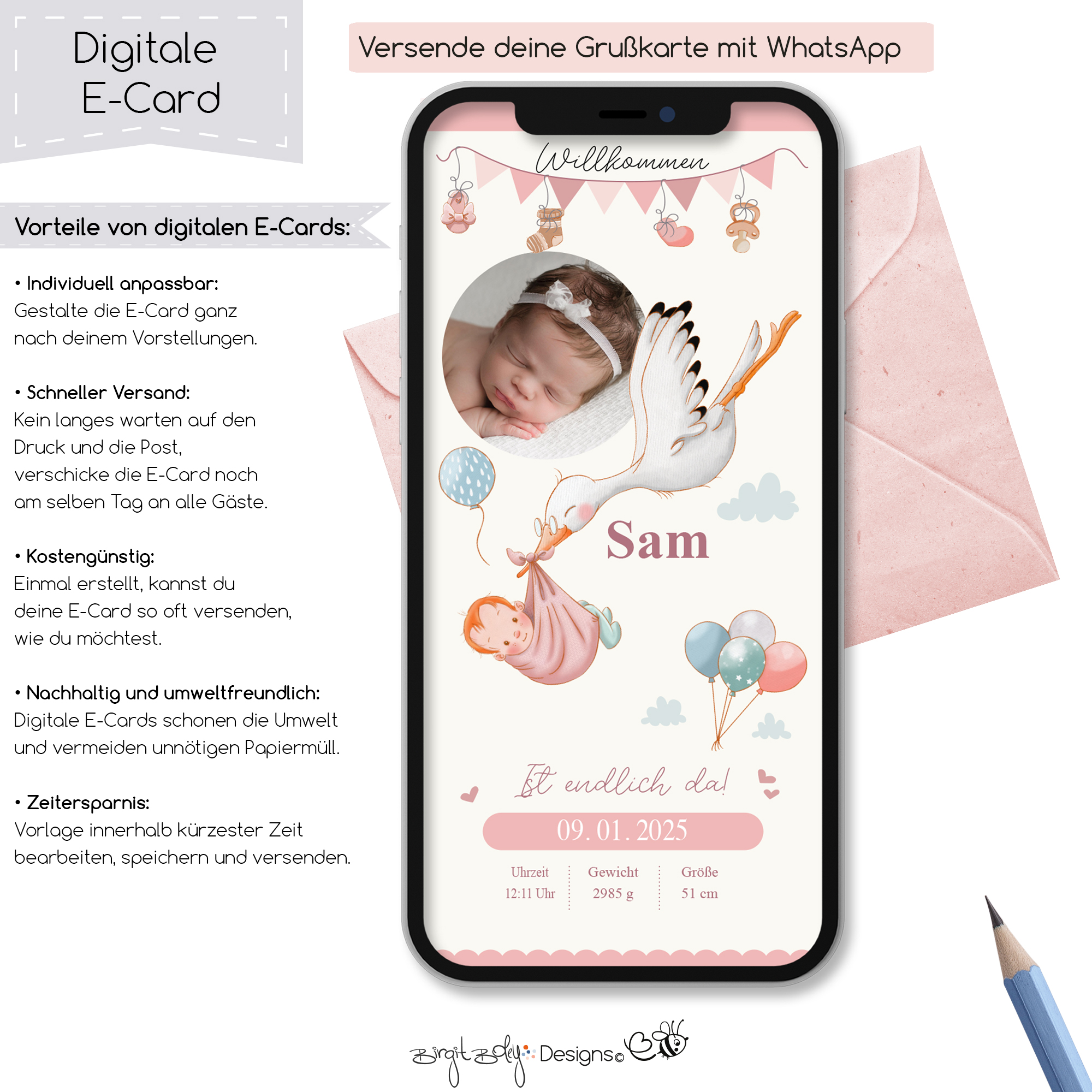 Ecard Geburtsanzeige Baby Girl [Digital] – Bild 5
