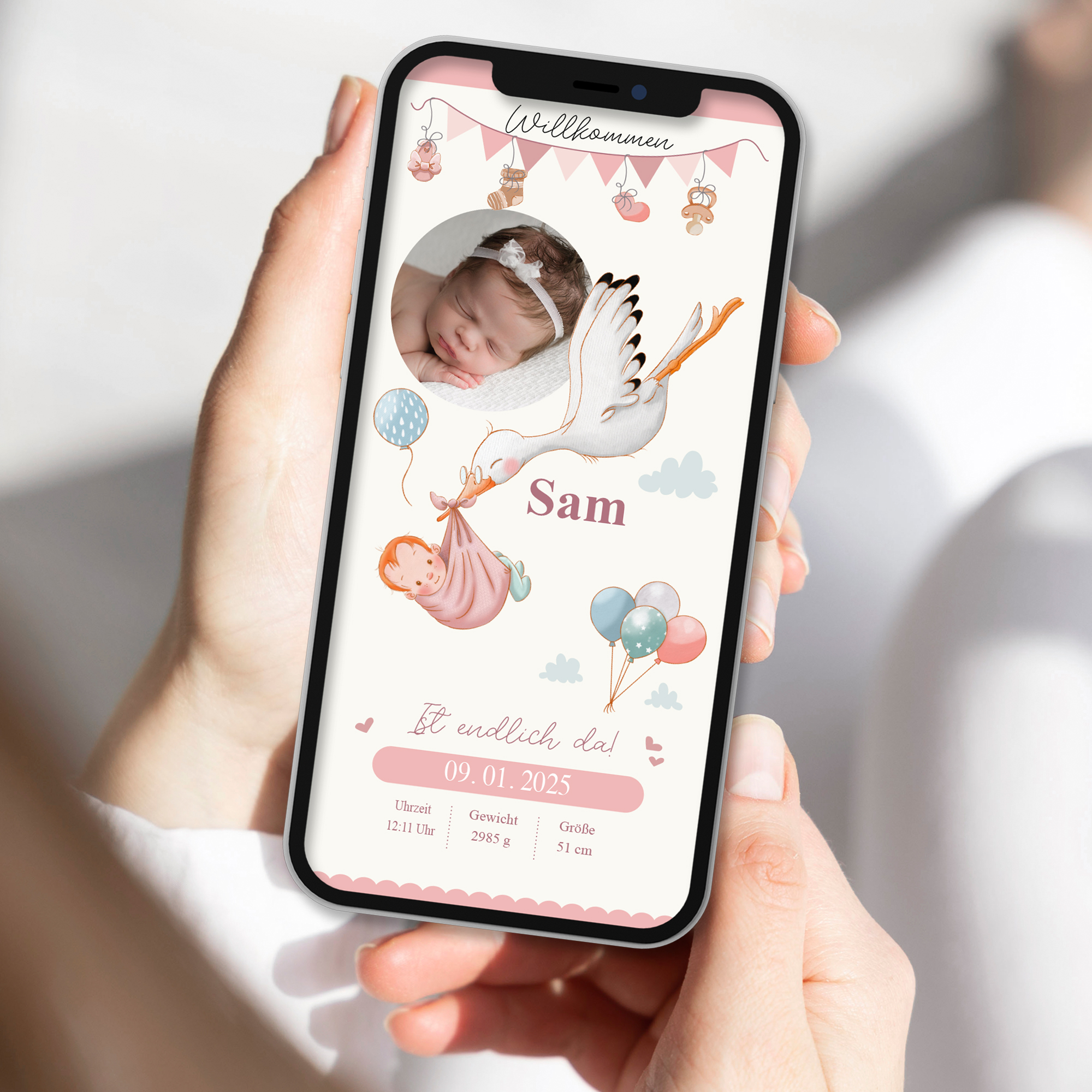 Ecard Geburtsanzeige Baby Girl [Digital] – Bild 2