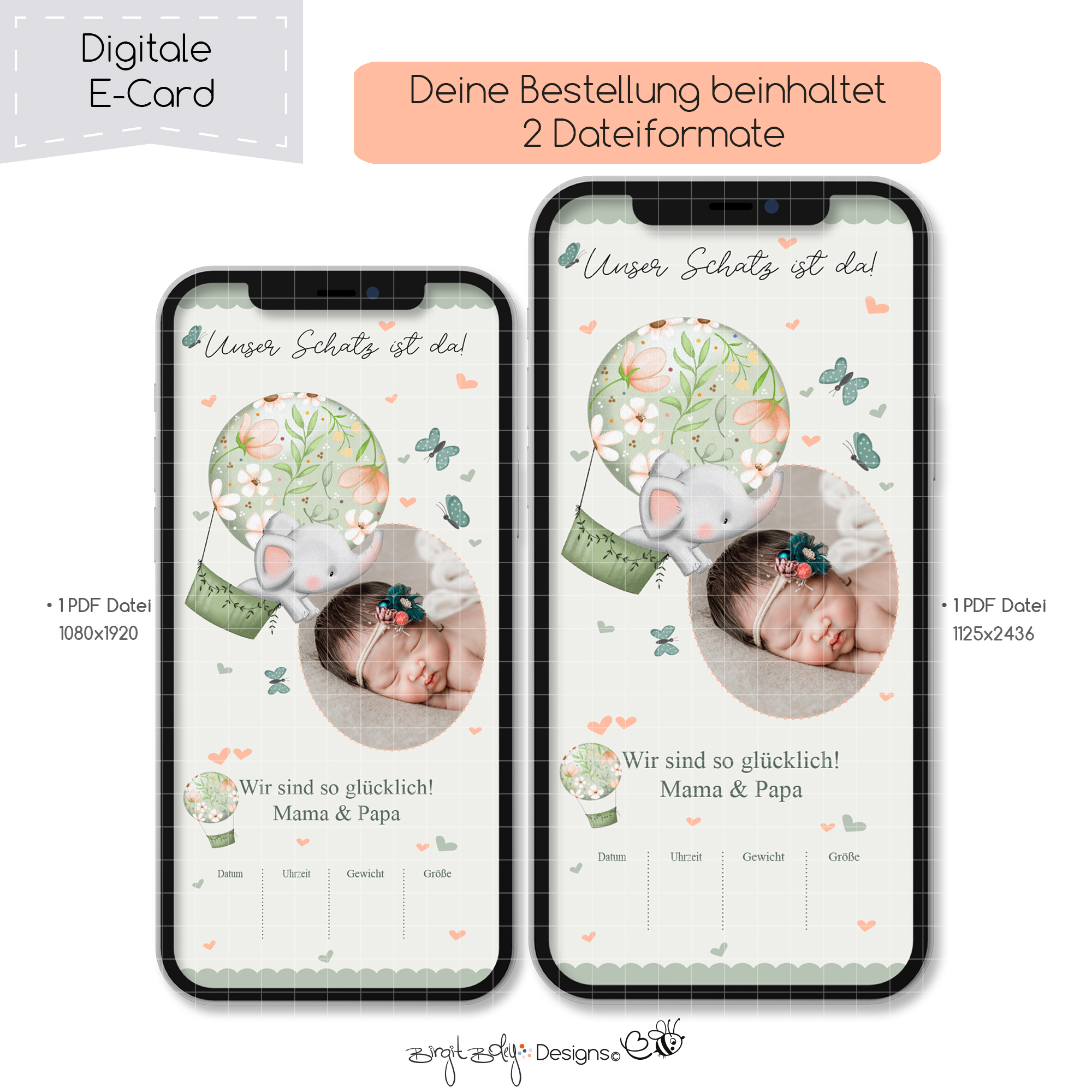 Ecard Geburtsanzeige Ballon Ellie 01 [Digital] – Bild 4