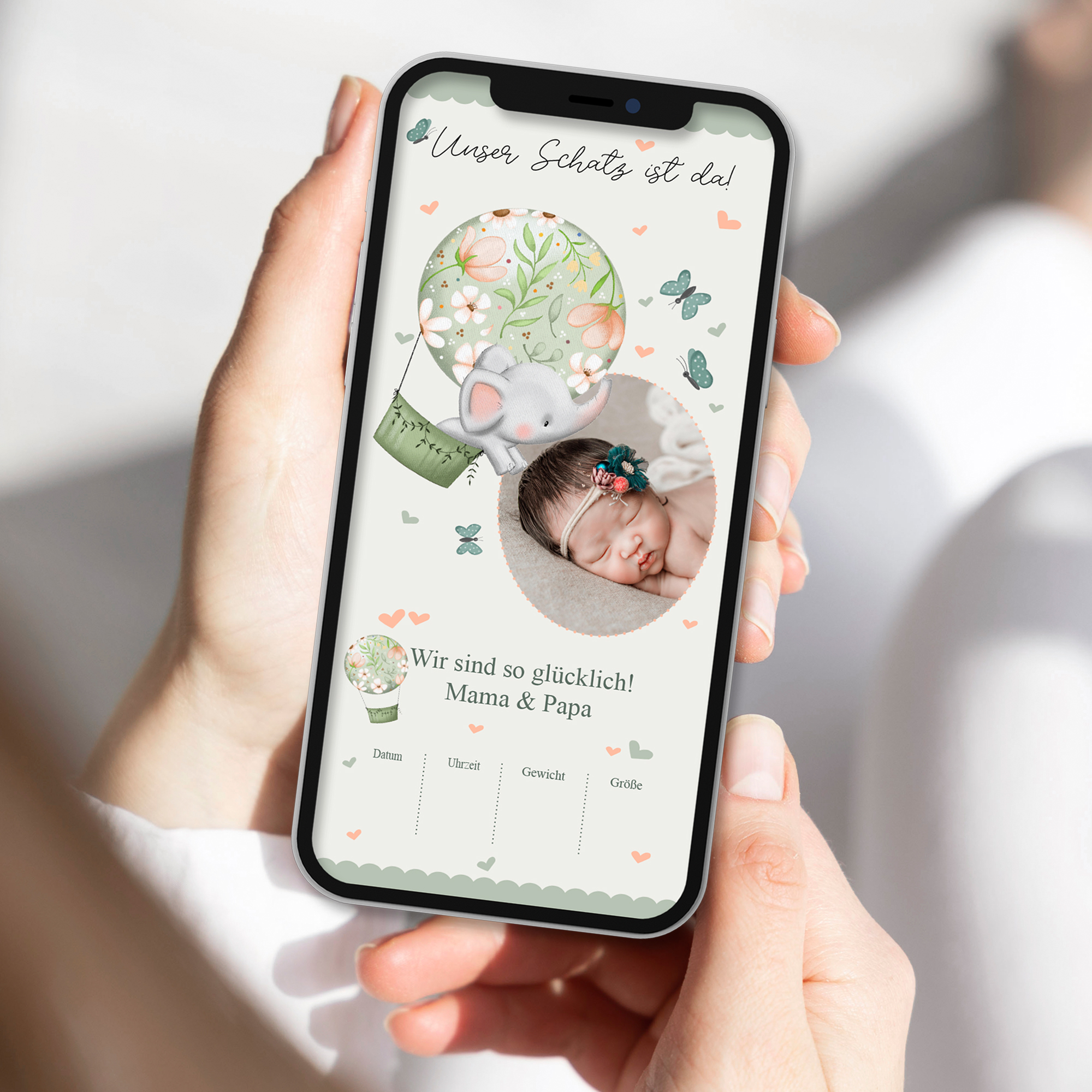 Ecard Geburtsanzeige Ballon Ellie 01 [Digital] – Bild 2