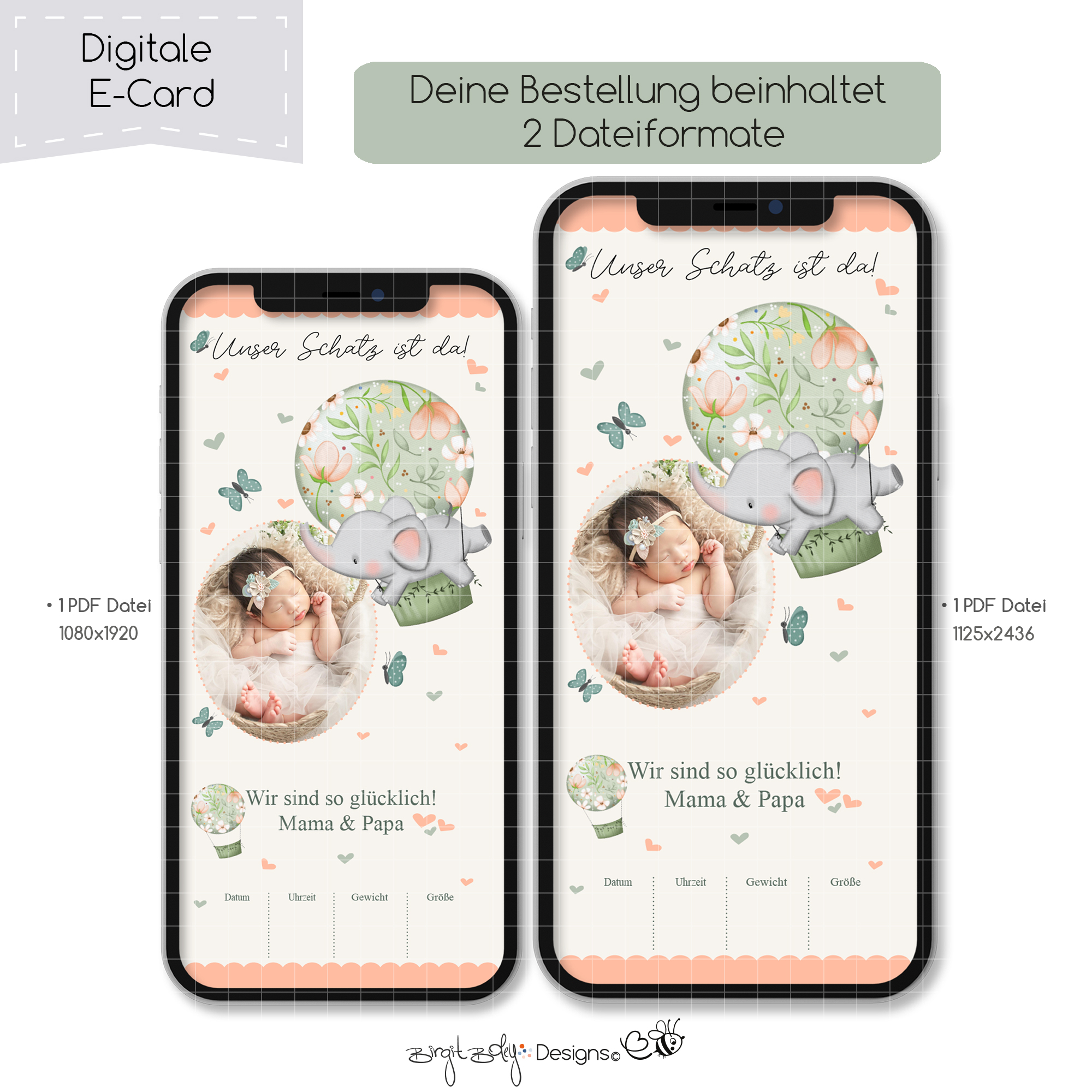 Ecard Geburtsanzeige Ballon Ellie 02 [Digital] – Bild 4