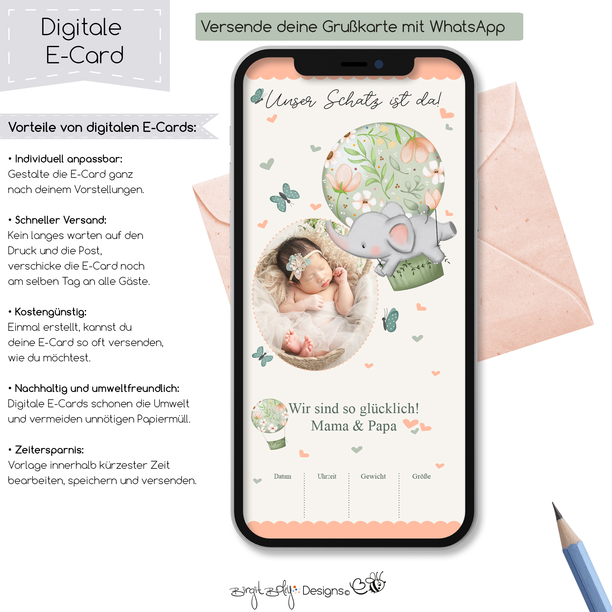 Ecard Geburtsanzeige Ballon Ellie 02 [Digital] – Bild 5