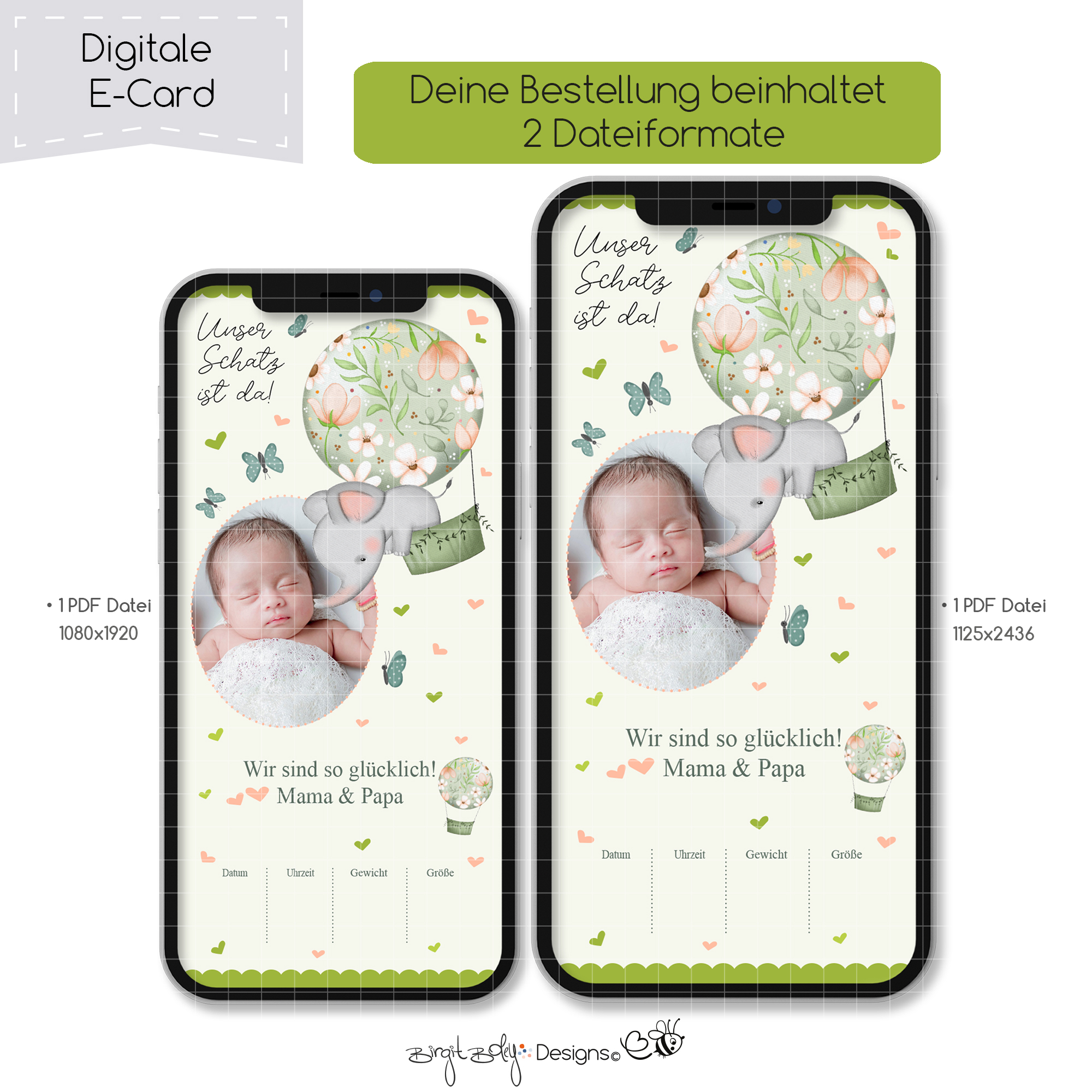 Ecard Geburtsanzeige Ballon Ellie 03 [Digital] – Bild 4