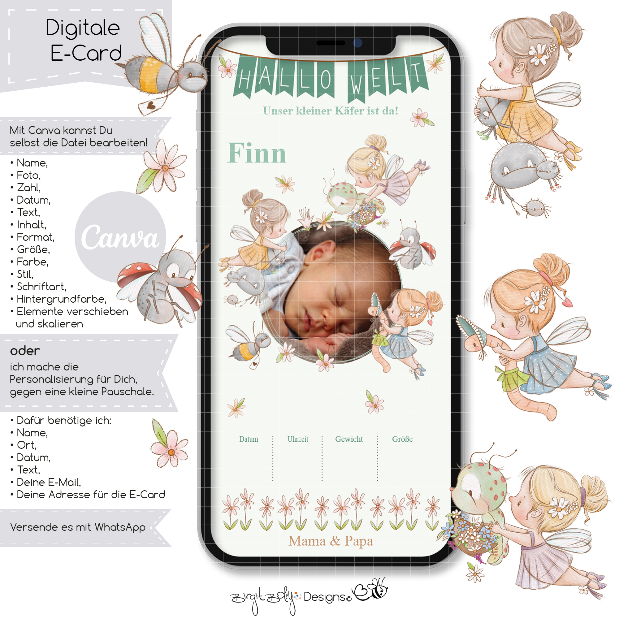 Ecard Geburtsanzeige Garten Feen [Digital] – Bild 3