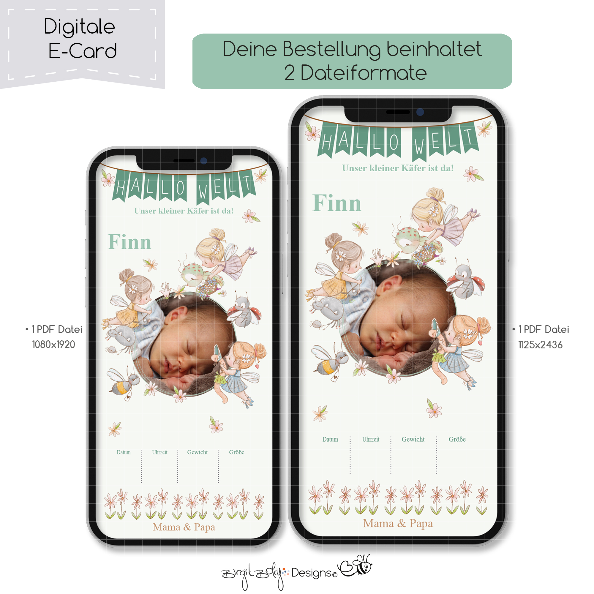 Ecard Geburtsanzeige Garten Feen [Digital] – Bild 4