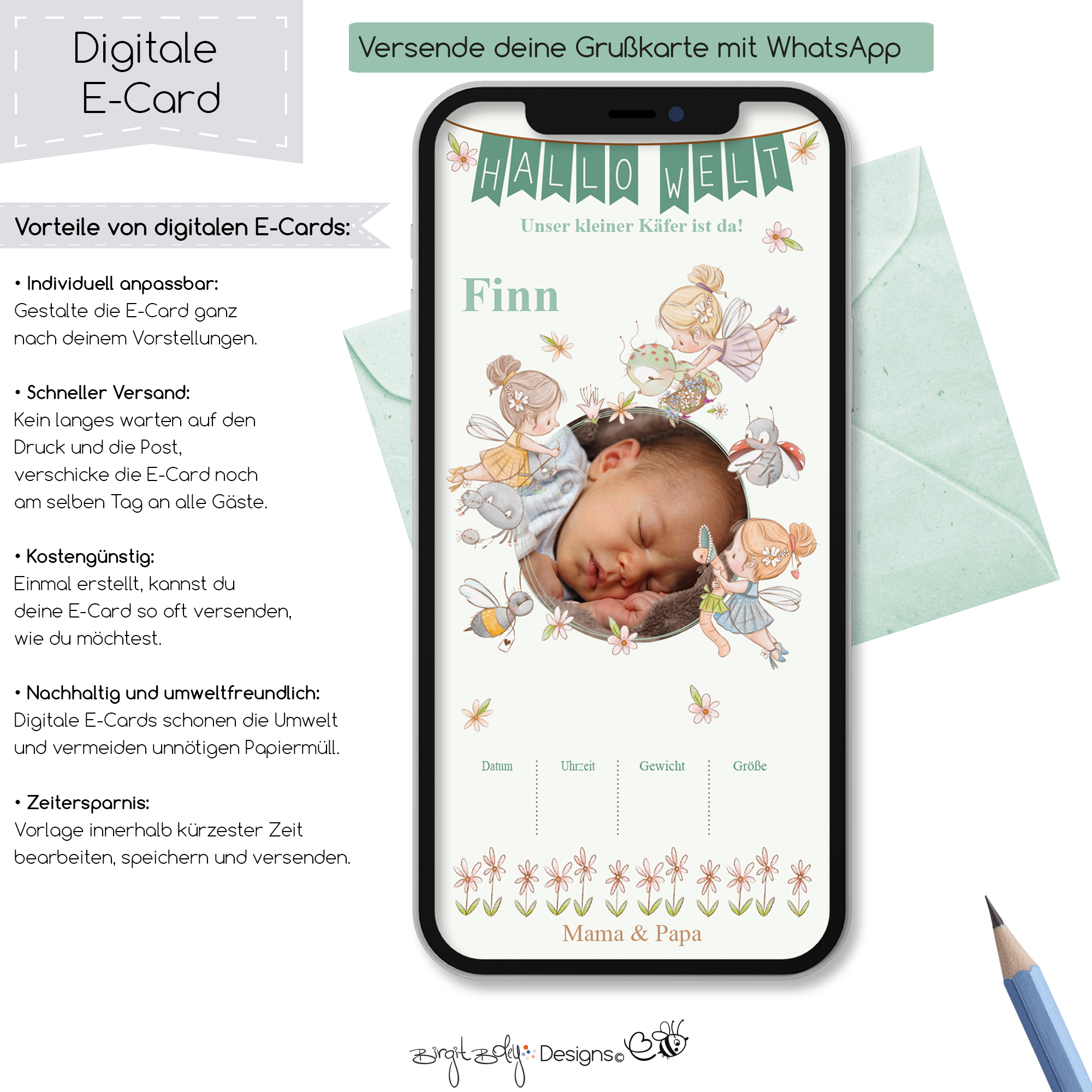 Ecard Geburtsanzeige Garten Feen [Digital] – Bild 5