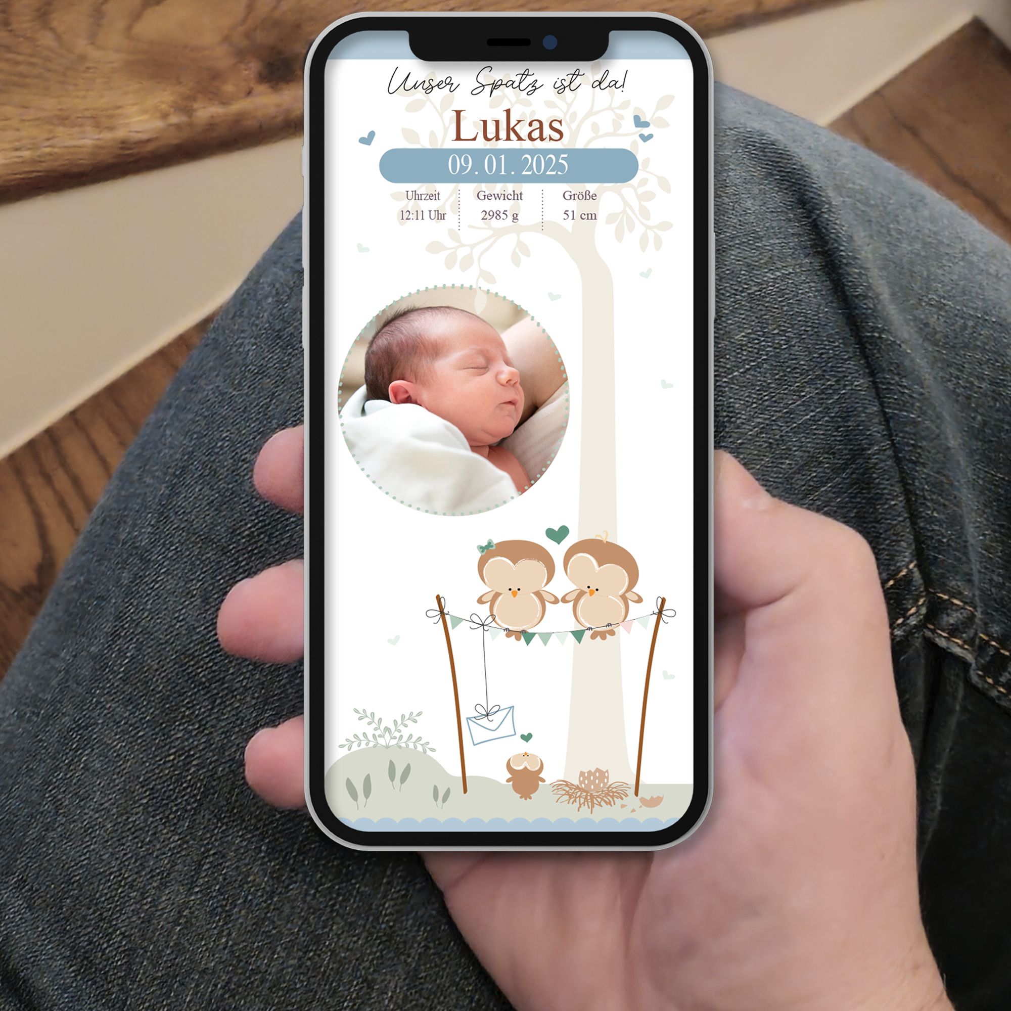 Ecard Geburtsanzeige Vögelchen Boy [Digital] – Bild 7