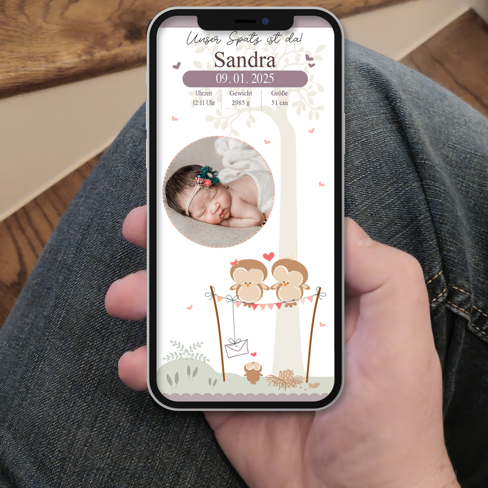 Ecard Geburtsanzeige Vögelchen Girl [Digital] – Bild 7