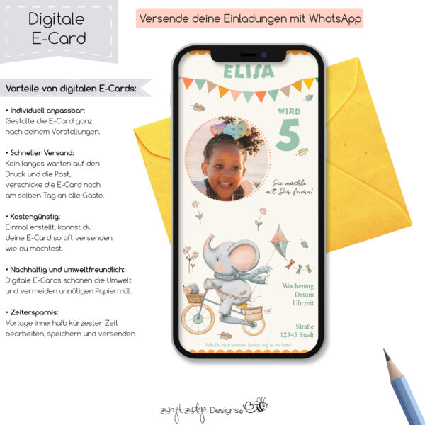 Ecard Geburtstag Elephant Bicycle Ride [Digital] – Bild 5