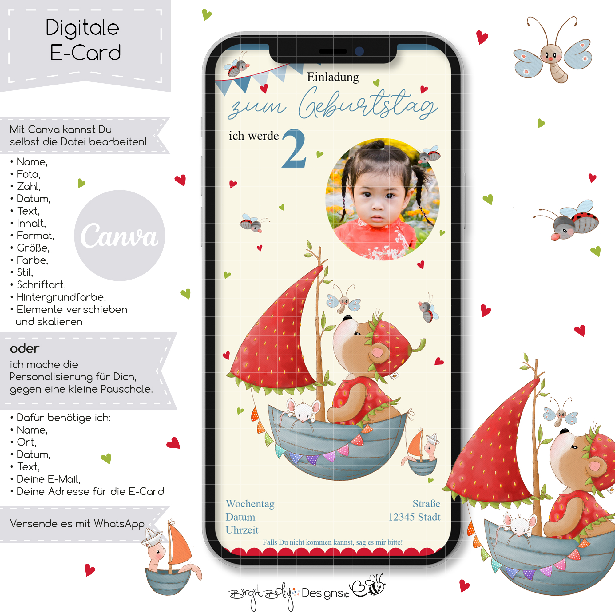 Ecard Geburtstag Erdbärchen im Boot [Digital] – Bild 3