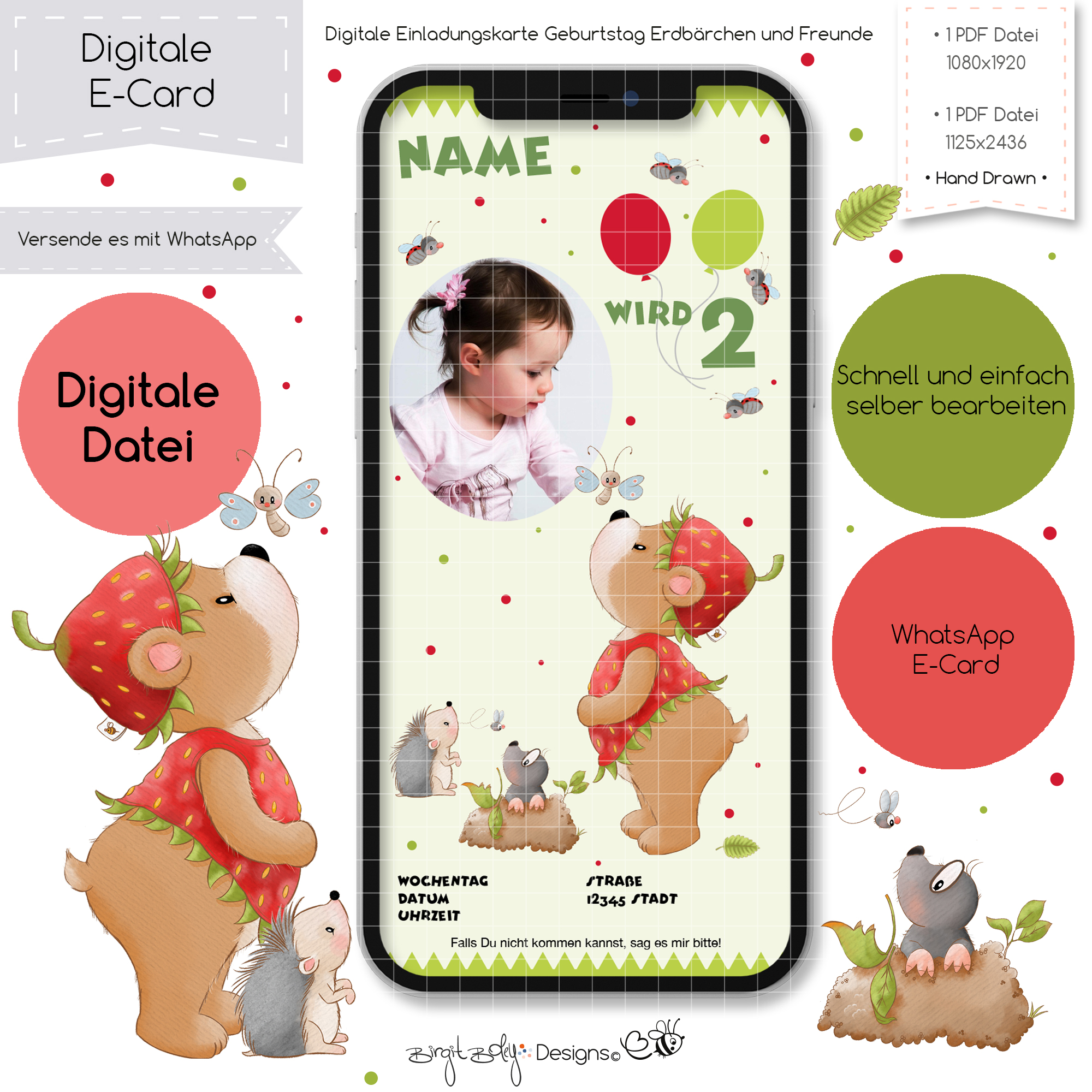Ecard Geburtstag Erdbärchen und Freunde [Digital]