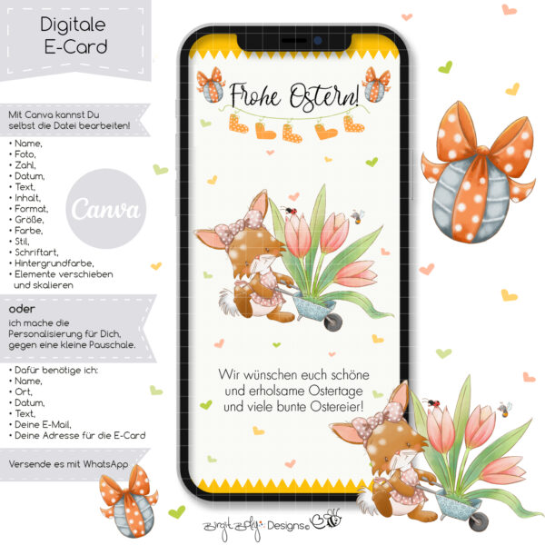 Ecard Grußkarte Ostern Flower Bunnies 01 [Digital] – Bild 3
