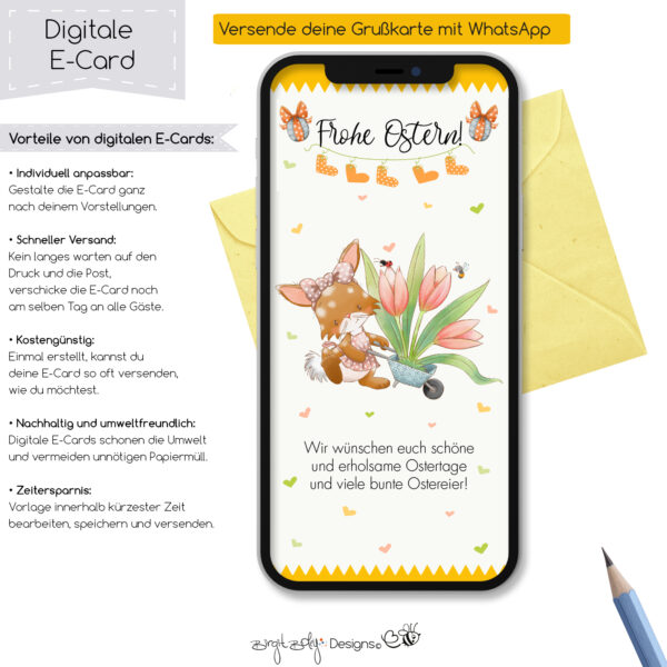 Ecard Grußkarte Ostern Flower Bunnies 01 [Digital] – Bild 5