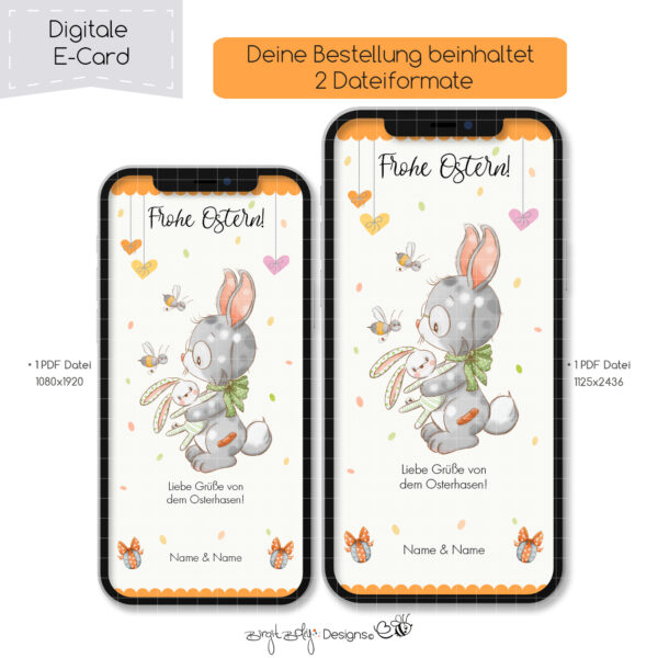 Ecard Grußkarte Ostern Flower Bunnies 02 [Digital] – Bild 3
