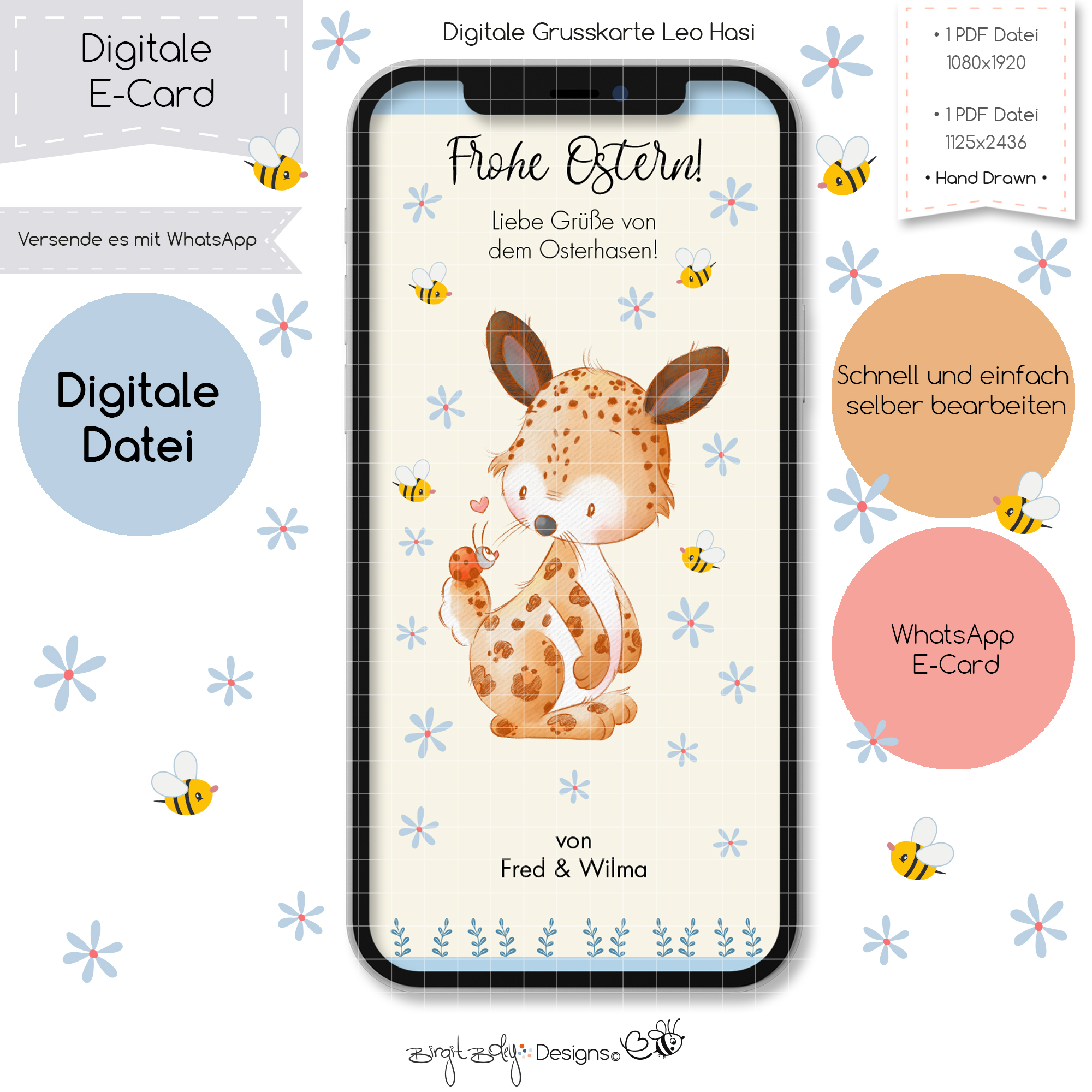 Ecard Grußkarte Ostern Leo Hasi [Digital]