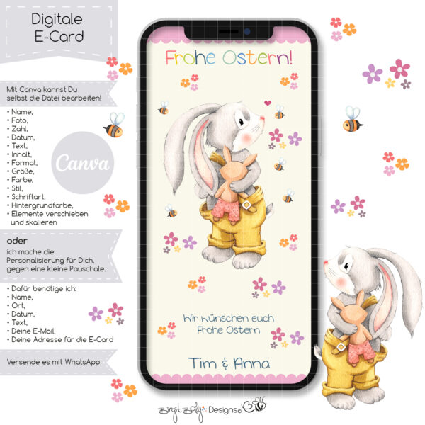 Ecard Grußkarte Ostern Spring Joy Hase [Digital] – Bild 3