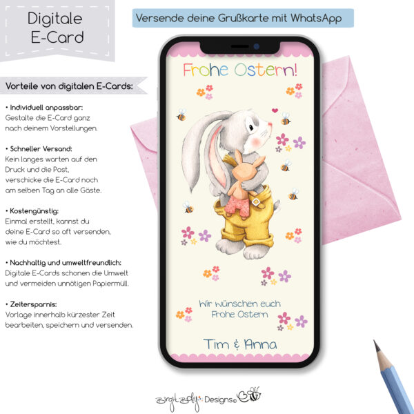 Ecard Grußkarte Ostern Spring Joy Hase [Digital] – Bild 5