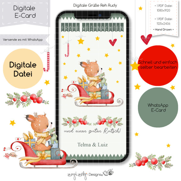Ecard Weihnachtsgrüße Reh Rudy [Digital]