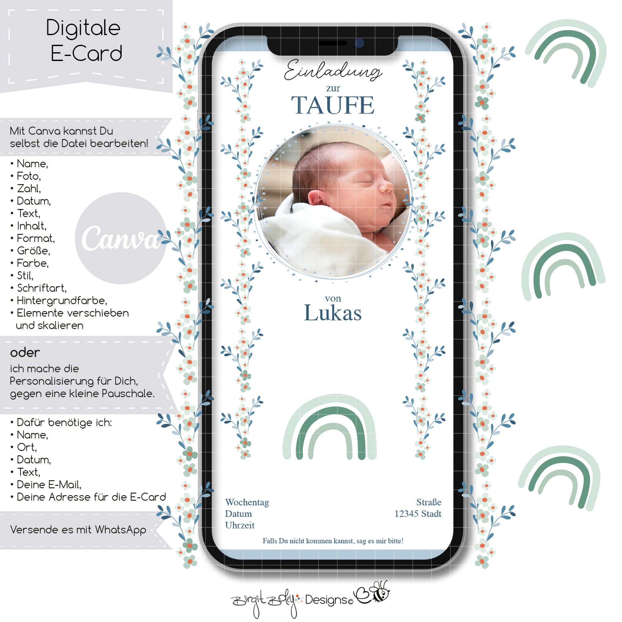 Ecard Taufe Regenbogen Boy [Digital] – Bild 3