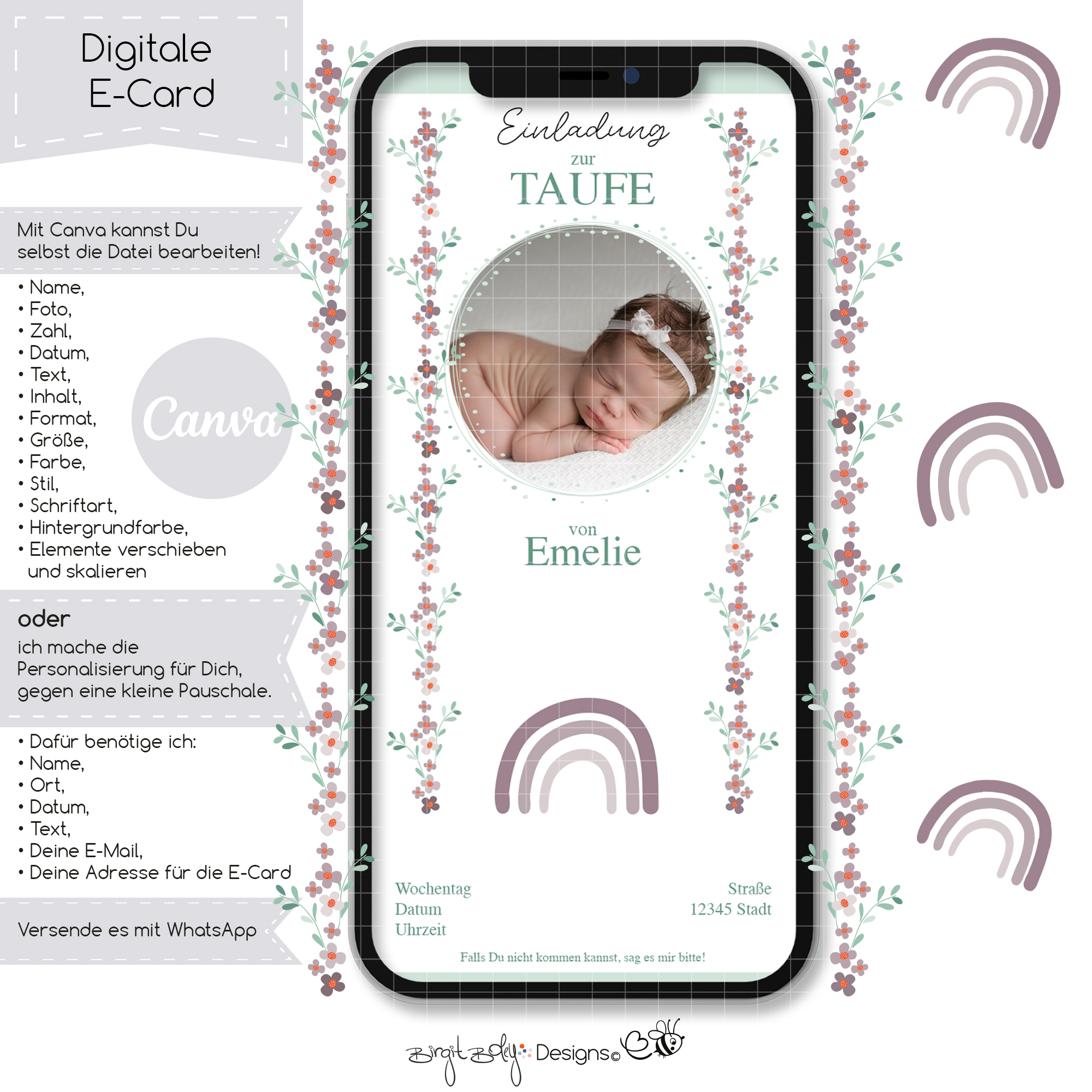 Ecard Taufe Regenbogen Girl [Digital] – Bild 3