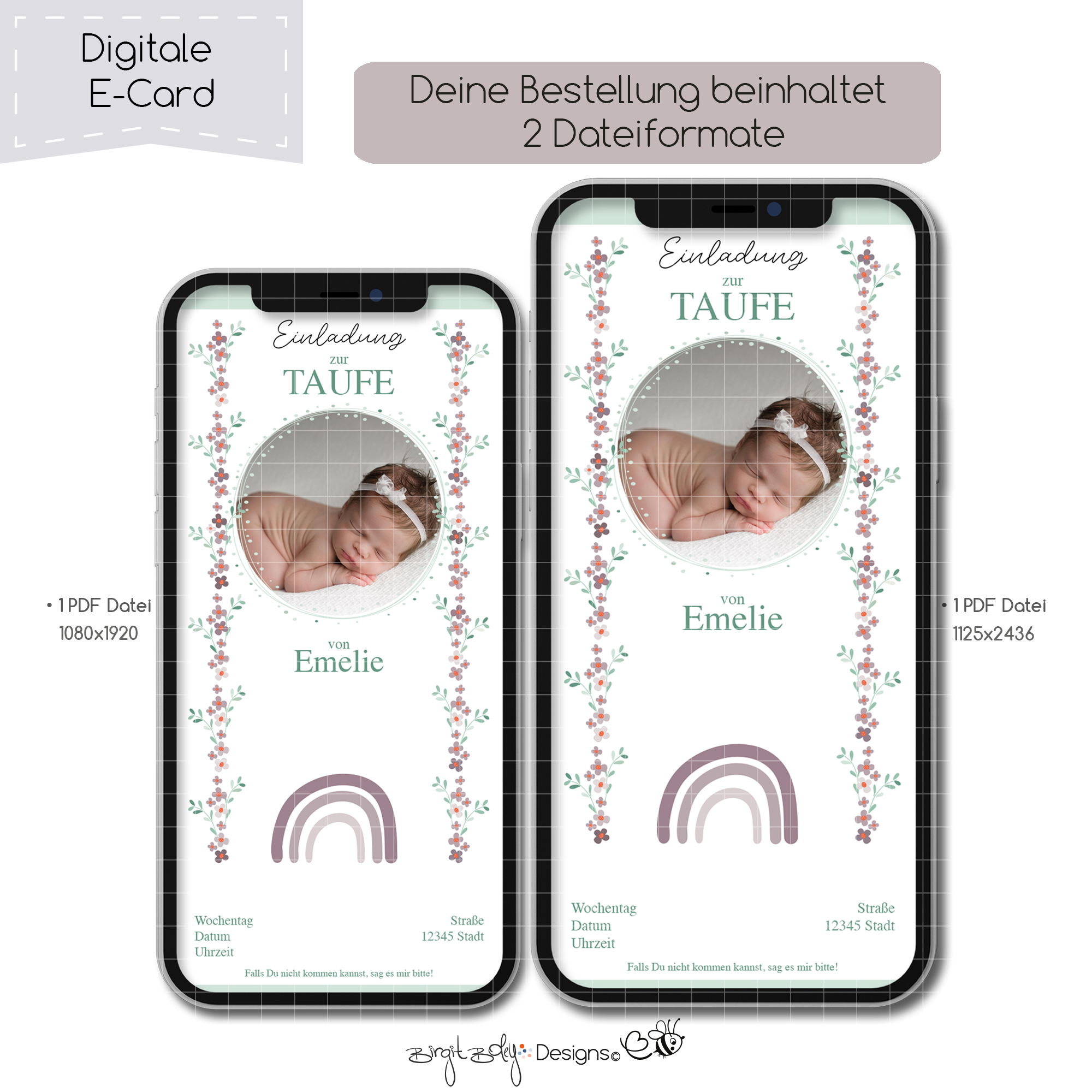 Ecard Taufe Regenbogen Girl [Digital] – Bild 4