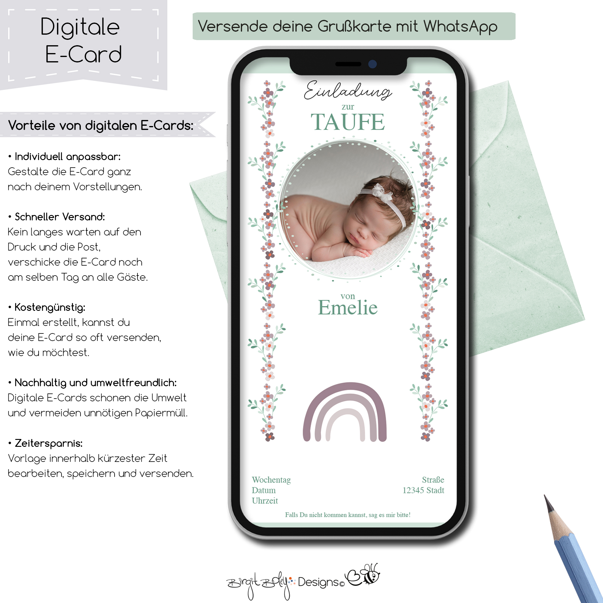 Ecard Taufe Regenbogen Girl [Digital] – Bild 5