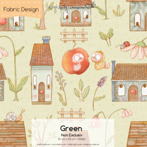 Stoffdesign Häuschen • Green • Non Exclusiv [Digital]