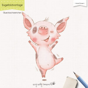 Bügelbildvorlage Glücksschweinchen [Digital]