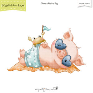 Bügelbildvorlage Strandliebe Pig [Digital]