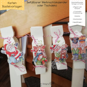 Bastelvorlage für Weihnachtskalender oder Tischdekoration [Digital]