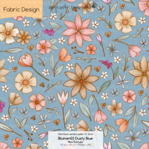 Stoffdesign Blumen 02 • Dusty Blue • Non Exclusiv [Digital]