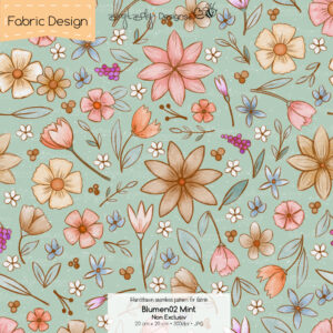 Stoffdesign Blumen 02 • Mint • Non Exclusiv [Digital]