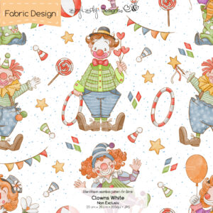 Stoffdesign Clowns • White • Non Exclusiv [Digital]