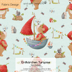 Stoffdesign Erdbärchen • Turqoise • Non Exclusiv [Digital]
