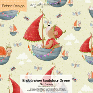 Stoffdesign Erdbärchen Bootstour • Green • Non Exclusiv [Digital]
