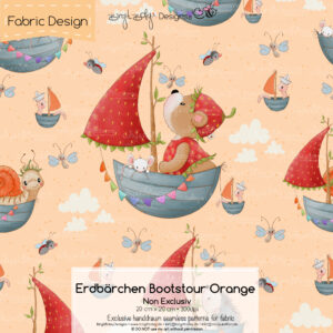 Stoffdesign Erdbärchen Bootstour • Orange • Non Exclusiv [Digital]