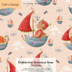Stoffdesign Erdbärchen Bootstour • Rose • Non Exclusiv [Digital]
