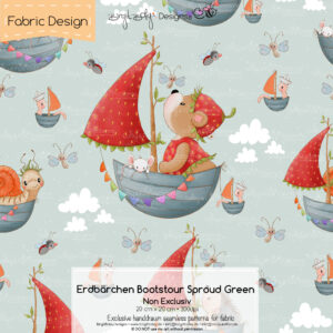 Stoffdesign Erdbärchen Bootstour • Sproud Green • Non Exclusiv [Digital]