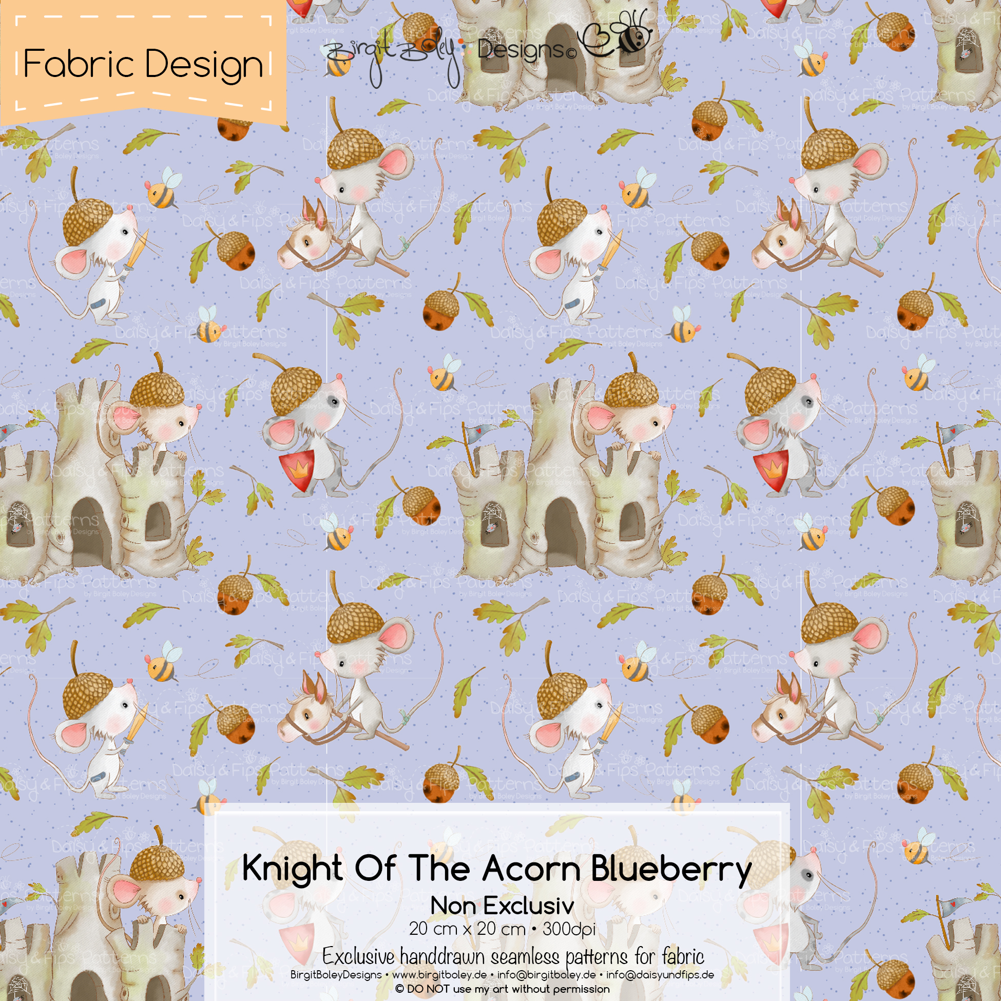 Stoffdesign Knight Of The Acorn • Blueberry • Non Exclusiv [Digital] – Bild 2