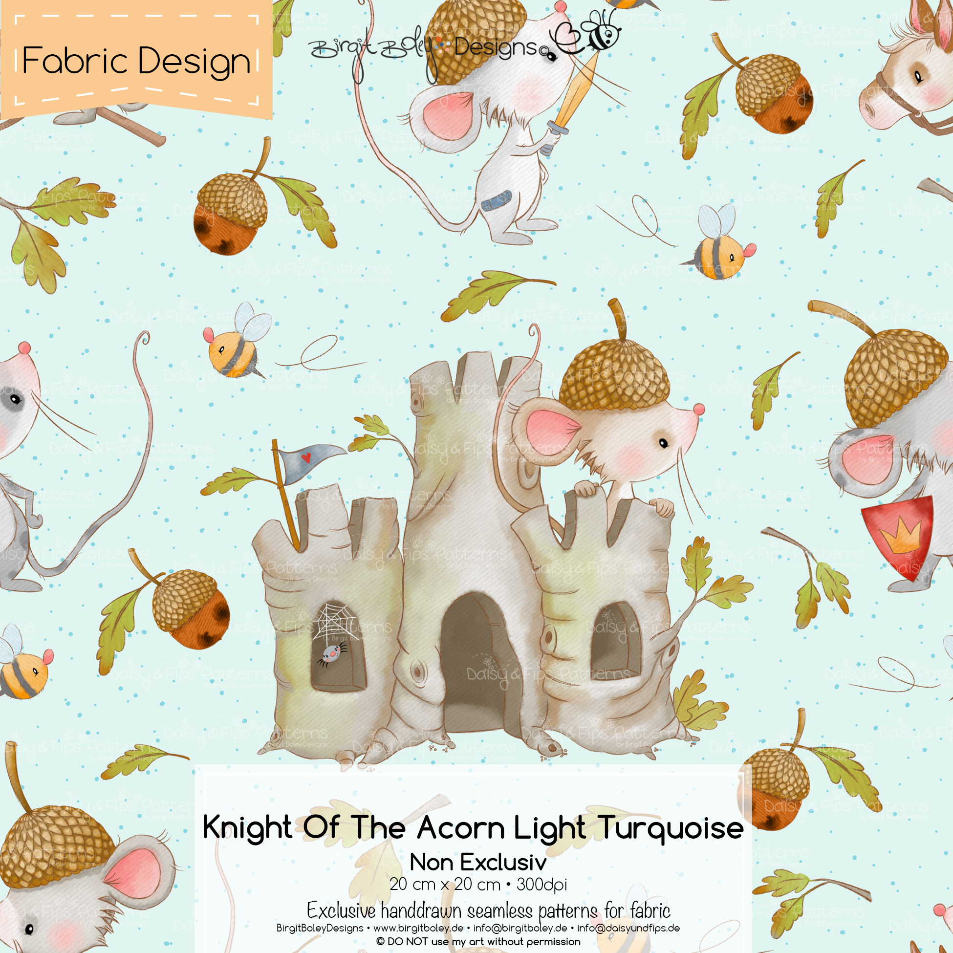 Stoffdesign Knight Of The Acorn • Light Turquoise • Non Exclusiv [Digital]