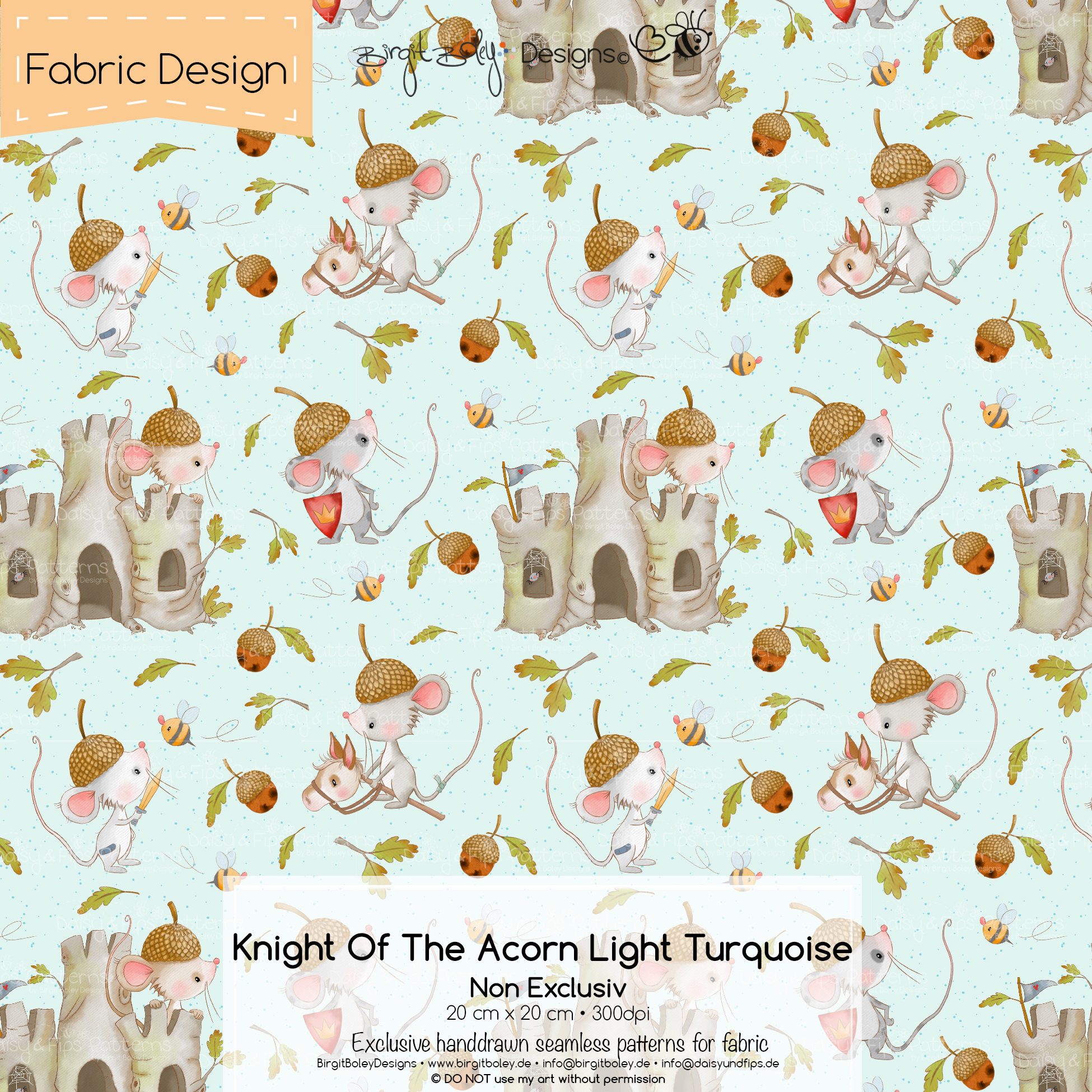 Stoffdesign Knight Of The Acorn • Light Turquoise • Non Exclusiv [Digital] – Bild 2