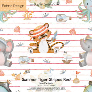 Stoffdesign Summer Tiger • Stripes Red • Non Exclusiv [Digital]