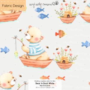 Stoffdesign Bear In Boat • White • Non Exclusive [Digital]