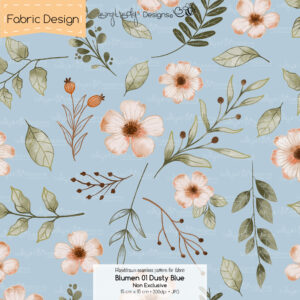 Stoffdesign Blumen 01 • Dusty Blue • Non Exclusive [Digital]