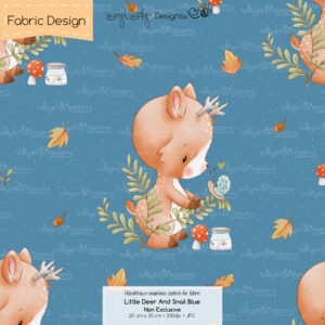 Stoffdesign Little Deer And Snail • Blue • Non Exclusive [Digital]