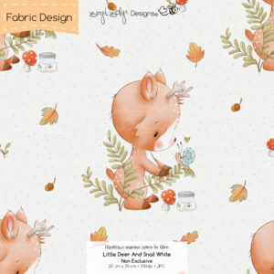 Stoffdesign Little Deer And Snail • White • Non Exclusive [Digital]